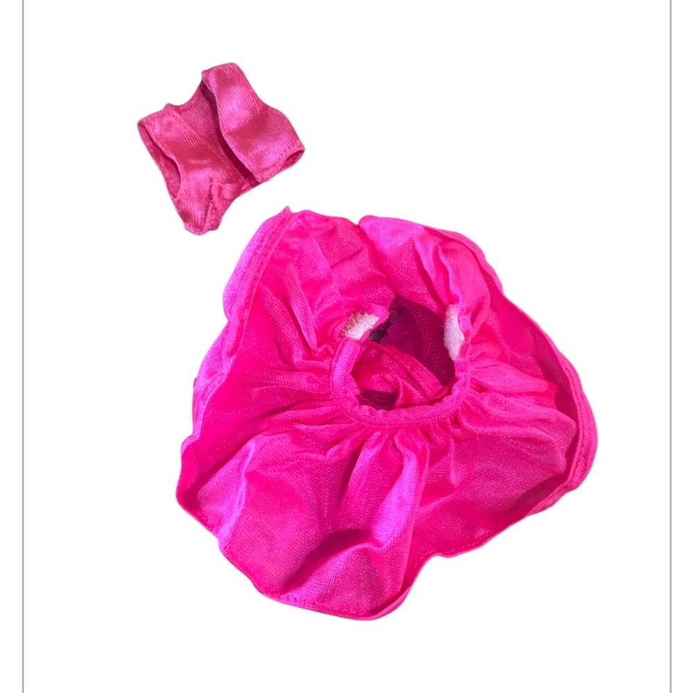 Vintage 1990s Barbie Skipper Doll Hot Pink Tulle Mink Skirt and Open Vest Top